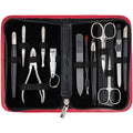 3 Swords Germany – brand quality 12 piece manicure pedicure grooming kit set for professional finger & toe nail care with red synthetic leather case - Made in Germany