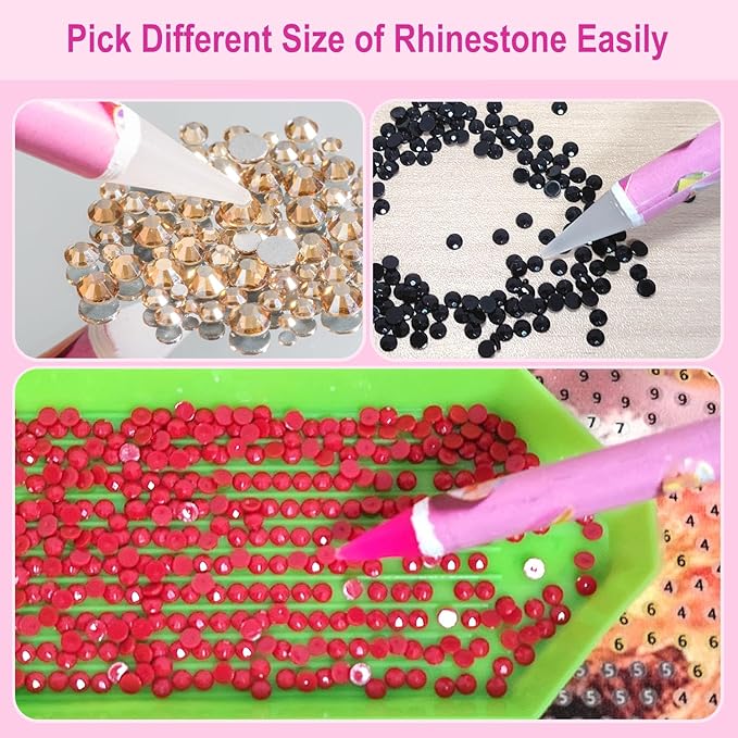 5pcs Nail Dotting Rhinestone Picker Tool, Self-Adhesive Wax Pencil for Rhinestones Nail Charms Gems, Nail Art Tools Diamond Art Accessories,Wax Pen Diamond Painting Tools for Bedazzler Bedazzling Kit