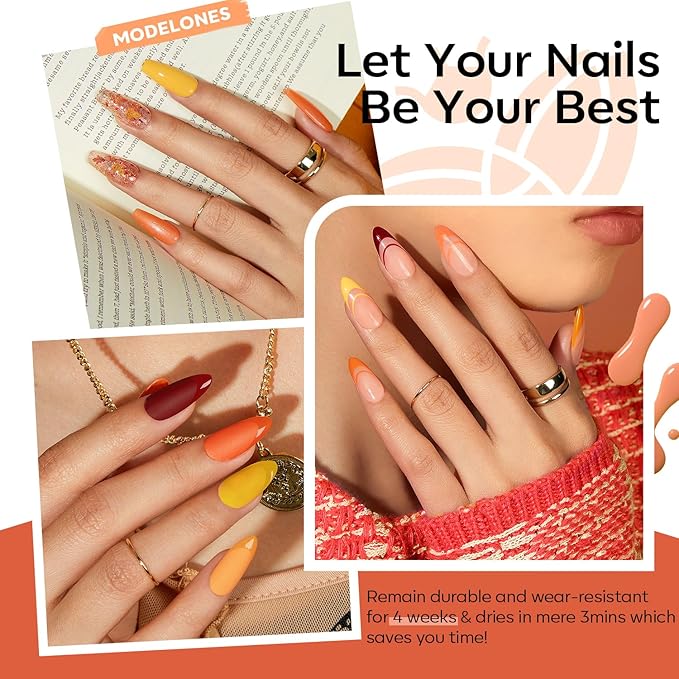 modelones 20 Colors Gel Nail Polish Kit, Fall Winter Gel Polish Set Soak Off Nail Polish Kit with Glitter, Glossy and Matte Top Base Coat DIY Manicure at Home