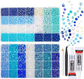 qiiipi 2 Big Boxes Blue Resin Pearls and Rhinestones Flatback Stones Gems Diamonds Half Pearls Bedazzler Kit for Nails Eyes Face Makeup Tumblers Bottles DIY Crafts﻿ Bedazzling Crafting Shoes Phones