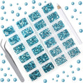 10000 Pieces Rhinestones 6 Sizes Round Crystal Glass Flat Back Rhinestones with 1Tweezers and 1Picking Pen for Nail Art Crafts Clothes Bags DIY (Aquamarine)