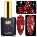 YTD Likomey Reflective Glitter Gel Nail Polish,15ml Red Flash Diamond Shimmer Nails Gel,Sparkly Shiny Salon Home Fall Winter Manicure UV Color Varnish,SZ001