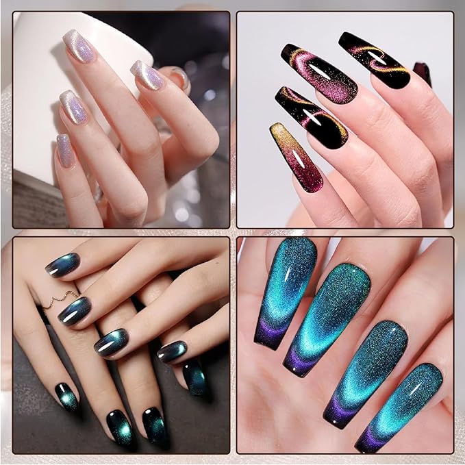 Cat Eye Magnet for Nails Set:15PCS Cateye Gel Nail Polish Magnet Wand , Polish Cateye Magnetic for Nails, Cat Eye Magnetic Sticks Nail Art Design Tools