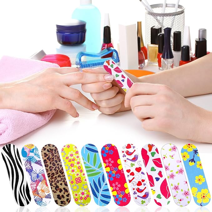 Sumind 100 Pack Nail Files Double Sided Emery Boards Manicure Tools (Vibrant Style)