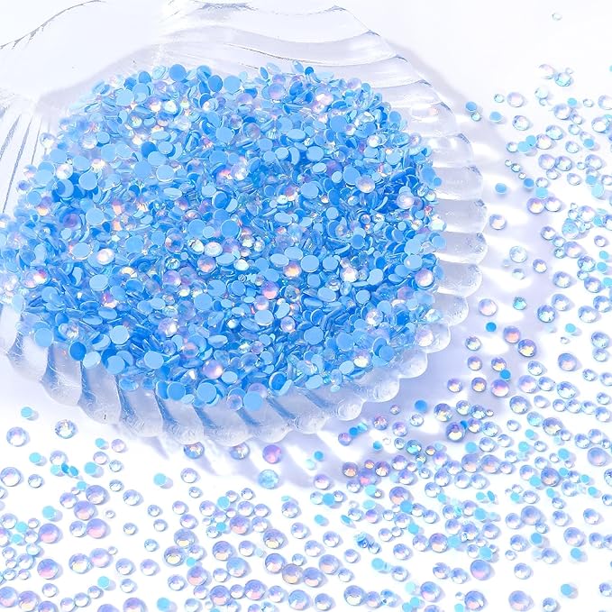 F Light Blue Flatback Rhinestones, Glass Rhinestones for Nail Art and Craft, Glue Fix, Loose Crystal Gemstones(F Light Blue, SS6, 1440pcs, 1.9-2.0mm)