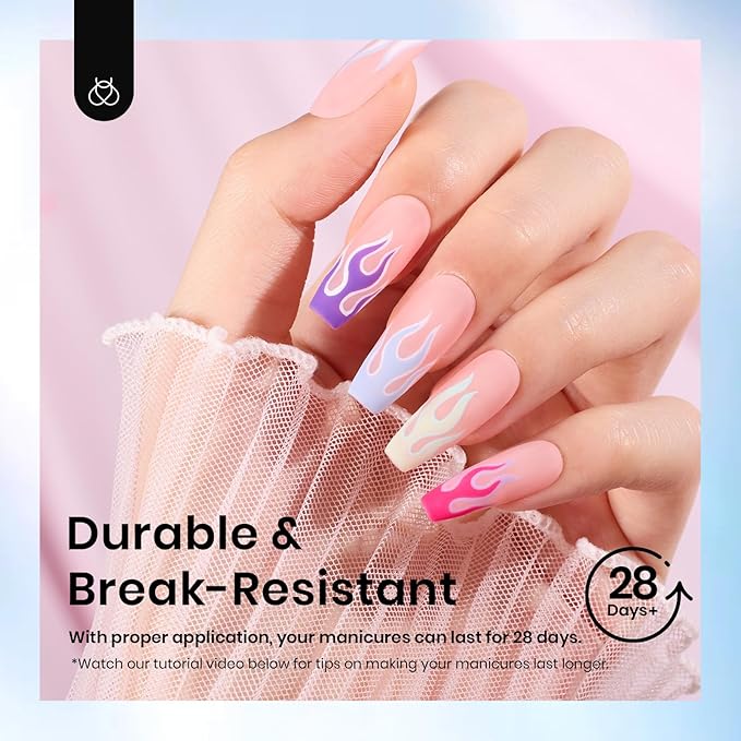 Beetles Gel Nail Tips 288 Pcs Medium Coffin Etch X Nail Tips 12 Sizes Half Matte Press On Nails Full Cover False Nails for Nail Extensions Friendly for Beginner Women