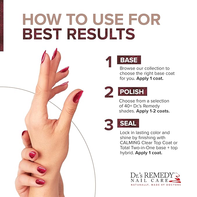 Dr’s Remedy Enriched Nail Polish: Non Toxic, All Natural, and Organic - Doctor Formulated: Strengthens, Restores, Heals, and Protects '24-Free' - REVIVE Ruby Red