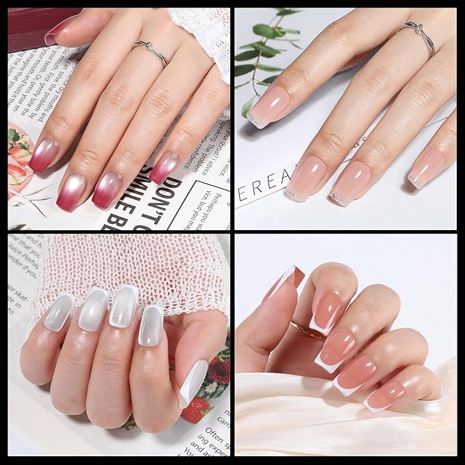 UNA GELLA Short Square Gel Nail Tips 600Pcs, Square Press on Nails Pre Etched Full Cover Soft Gel Nail Tips No C Curve For Women Girl DIY French & Chrome Style Salon At Home 12 Sizes