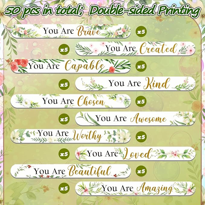 Therwen 50 Pack Inspirational Gift for Women Flower Christian Double Sided Nail File Bulk Mini Emery Board Thank You Gift for Employee Teacher Staff Coworker Women Mother