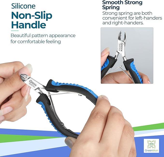 Cuticle Trimmer with Non-Slip Grip Handle Professional Stainless Steel Cuticle Cutter Sharp Blades Double Spring Cuticle Nippers for Nail Care Pedicure Manicure Nail Tools (Blue-Black)