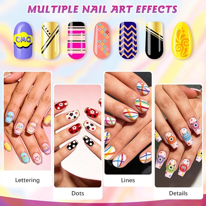 Nail Art Pens, 12 Color 0.5 MM Nail Polish Pens Set Drawing Point Painting Liner Painted Pen Kit, Waterproof Quick Dry Nail for DIY Nails Art Design Manicure Tools