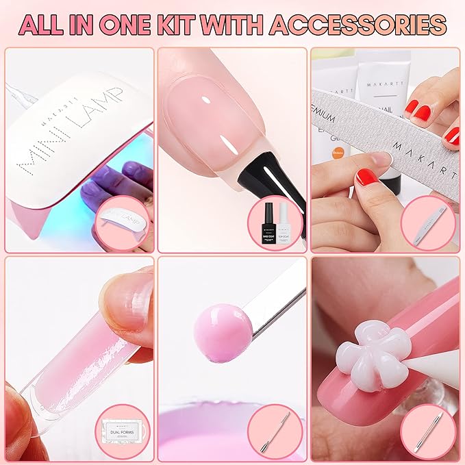 Makartt 3d Gel Nail Art Kit: All in One 3D Sculpting Builder DIY Kit Non-Stick-Hand Solid Gels UV LED Soak Off Gel Polish Painted Carving Molding Hard Gels Rhinestones Chrome Nail Art Salon Home