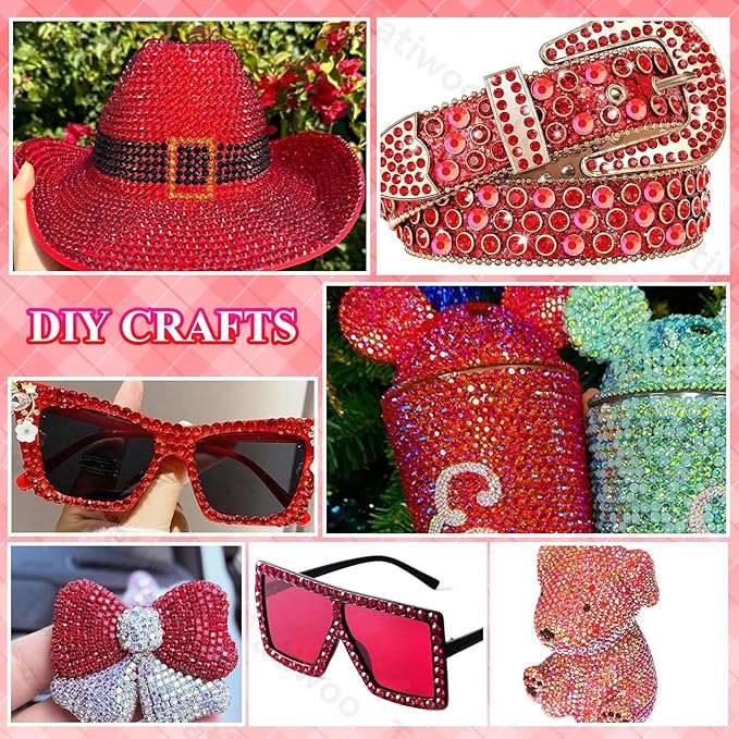 20000Pcs Red Flatback Jelly Resin Rhinestones for Bedazzling, Mix Sizes Crystal Rhinestones Gems, Red Gems Bedazzling for Crafting, Flatback Rhinestone for DIY Face Makeup Crafts Tumblers