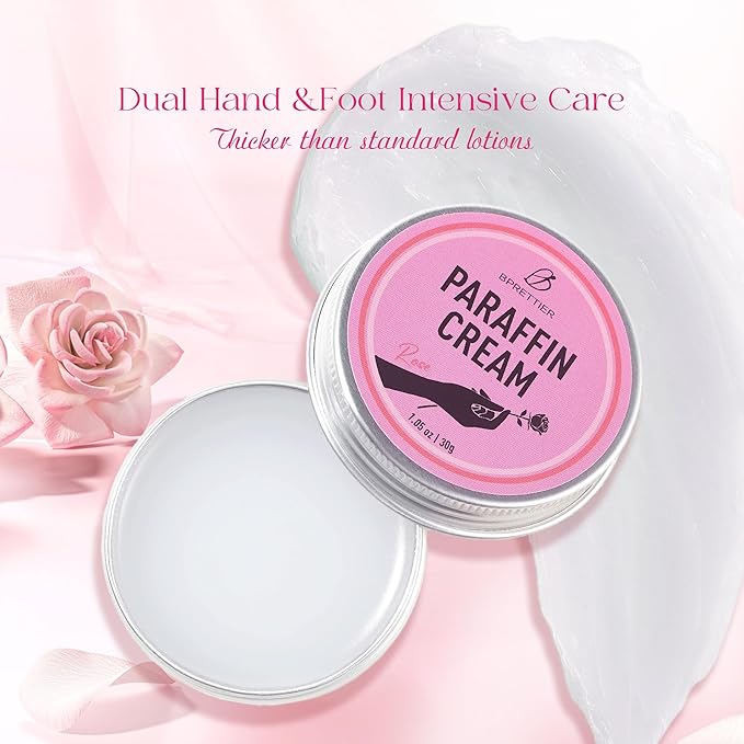 Cold Paraffin Wax Cream for Hands and Feet, Shea Butter Cuticle Balm, Rose Scent Home Spa, No-Heat Moisturizing Mask