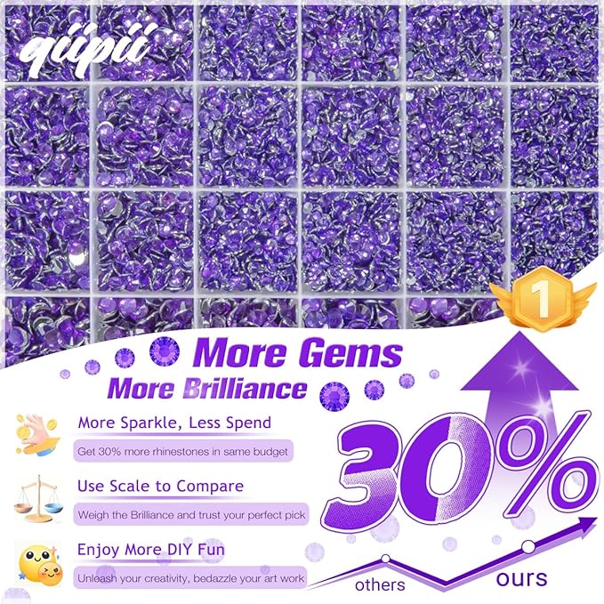 Dark Purple Crystal Resin Rhinestones w B7000 Glue for Bedazzling Crafting 2mm-6mm Flatback Stones Diamonds Crystals Gems Bedazzler Kit for Nails Face Eyes Makeup Tumblers Bottles Crafts Shoes