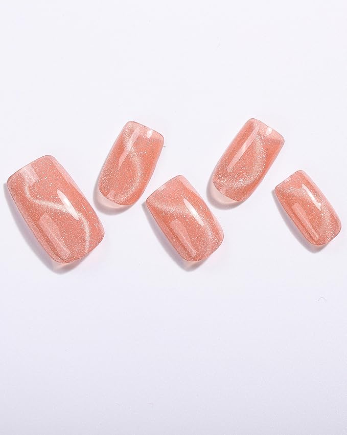Cat Eye-Inspired 20pcs Semi Cured Gel Nail Strips - Salon-Grade DIY Wraps with Glaze Texture, Easy Application, UV Light Required for Stylish Nails