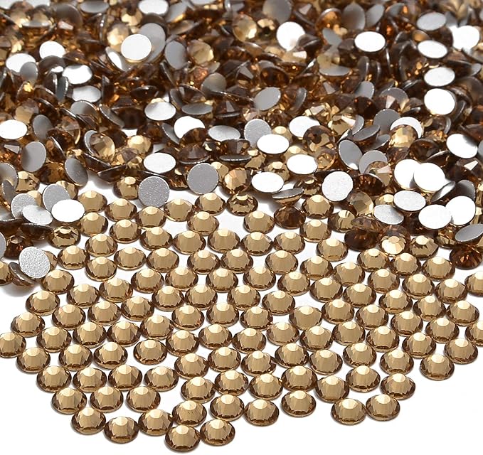 NCB 2000pcs Flatback Round Glass Nail Art Rhinestones Crystal for DIY Making Accessories Shoes, Clothes, Face Art, Bags, Manicure (Lt. Topaz, SS10 2000pcs)