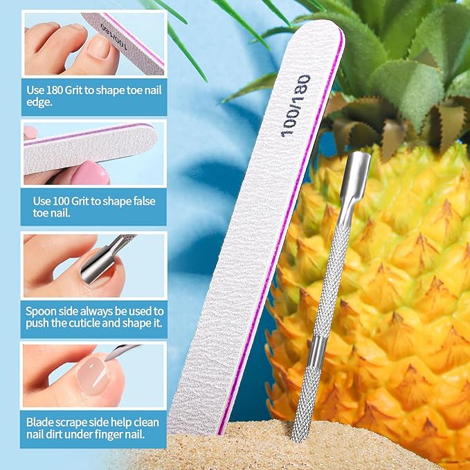 Teenitor Press on Toenails for Women with Glue, 120cps Sakura Pink Toe Nail Press ons Fake Toe Nails Tips, Toe Press on Nails Short Square Toenail Press Ons, Acrylic Toe Nail Kit
