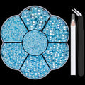 Nail Art Flat Back Half Round Pearl Kits 31, 1 Box of 6000 Pcs Flat-Back Light Blue AB Pearl with Tweezer and Picker Pencil for Home DIY Nails Body Face Craft and Salon Use