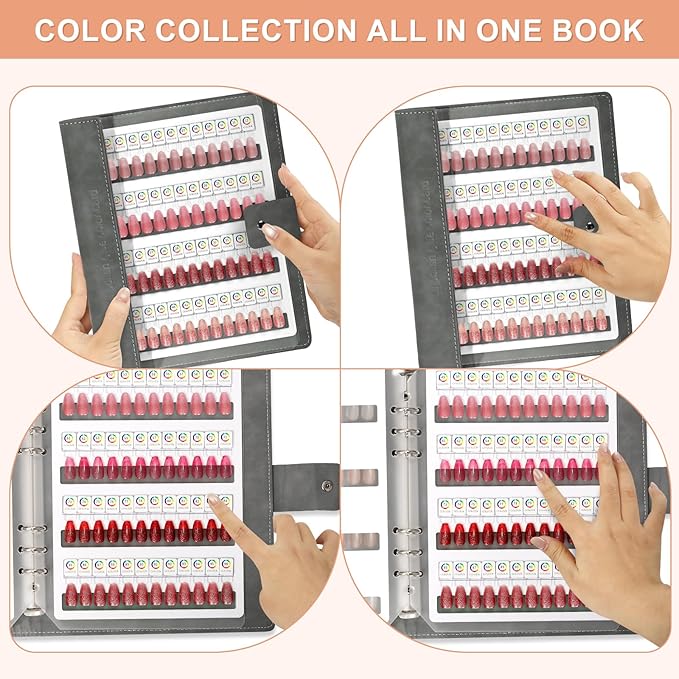 48 Magnetic Nail Swatch Book,Leather Nail Color Display Book with 48 Magnetic Tips & Number Labels,Professional Nail Salon Color Display Book for Easy Preview & Storage