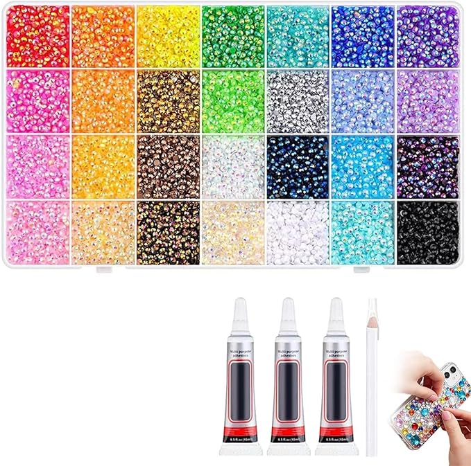 Colorful DIY Resin Rhinestone Kit - 32,000Pcs Resin Jelly Rhinestones for Bedazzling, Multicolor 3mm Flatback Gems with Storage Box & Tools for Nail Art, Clothing, Tumblers, Crafts Decor (30000PCS)