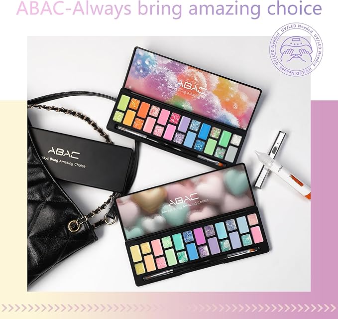 ABAC Pastel Shimmer Solid Gel Nail Polish,Ombre Gel Polish for Pat Painting,Spring&Summer Easter Hema-free 24 Colors Soak Off Gel Polish Kit w/Nail Art Brush for Salon and Nail Art DIY at Home