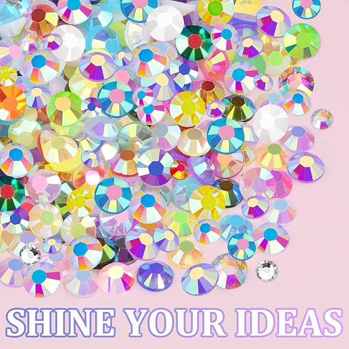 2 Boxes 3+4/5mm Jelly Rhinestones for Bedazzling, 22000Pcs Multicolor Flatback Resin Gems for Crafting, Bedazzler Kit with 2Pcs 10ml B7000 Jewelry Glue for DIY Crafts Book Fabric Decor Nail Art