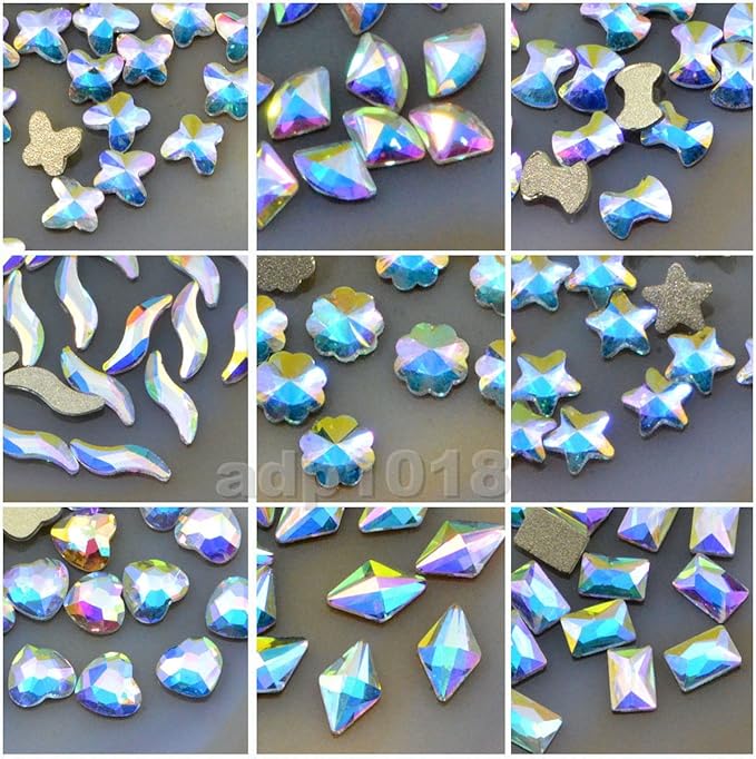 AD Beads Top Czech AB Crystal Flatback Rhinestone Nail Art Decoration Multi Shape (S01 Drop 3x5mm, 50 Pcs)