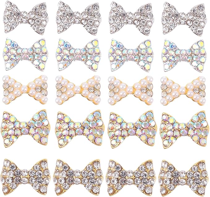 Beaupretty 50Pcs 3D Nail Art Decorations Charm Diamonds Crystal Nail Jewelry Bow Nail Rhinestones Nail Art Supplies Manicure Tools