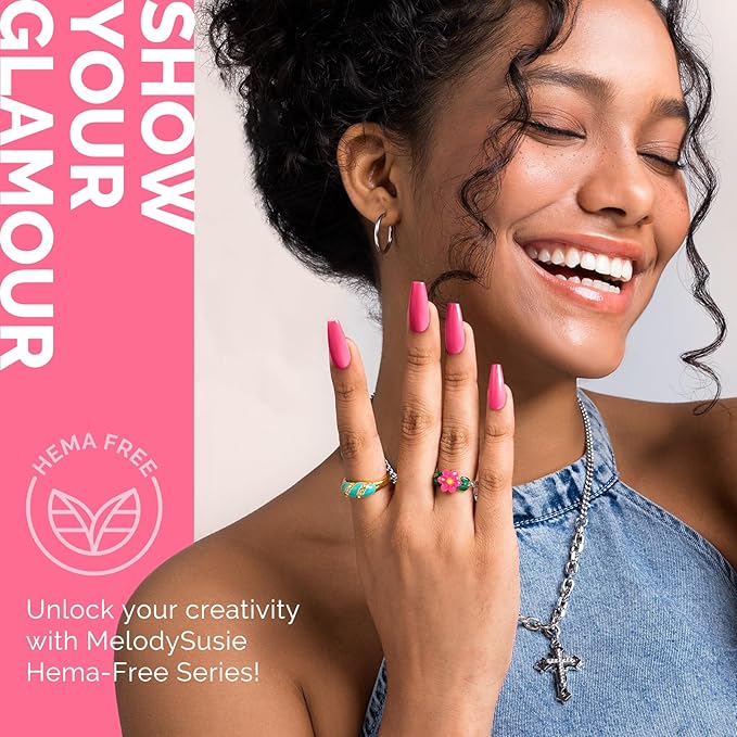 MelodySusie Hema Free Gel Nail Polish, 0.5 Fl Oz Thick Flamingo Pink Gel Polish, Non-Toxic, Long Lasting, Soak Off UV Nail Polish, Manicure Nail Design Salon DIY Nail Art at Home B3602