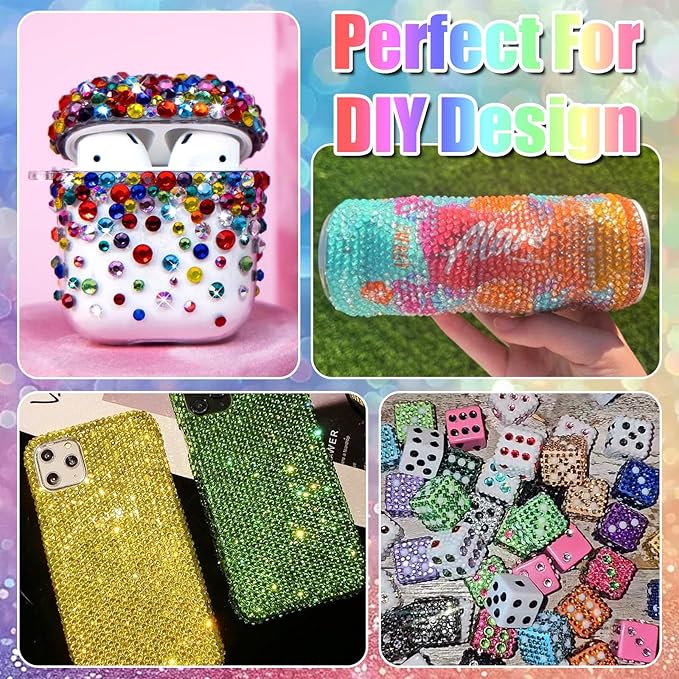RODAKY 30000Pcs Resin Rhinestone Flatback Crystal Gems Mixed Size AB Clear Rhinestones for Bedazzling Kit with 2PCS 10ml B7000 Glue Tweezers Pen Bedazzled Gem for Crafting