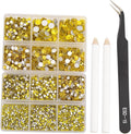 NCB 8000pcs Non Hotfix Rhinestones 10 Sizes Flatback Crystal Glass Rhinestones with Tweezers and Picking Pen for Nail Art Clothes Bags Phone Decorations Crafts DIY (021 Citrine Mix SS3-SS30)