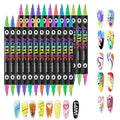DualTip Nail Art Marker Set Water Based Acrylic Paint Pens with Precision Tips for DIY Nail Design Graffiti Dotting Quick Dry Easy Use Tools Manicures Ladies Girls Thick Pen Tips 72 Colors 36 pieces