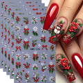 6Pcs Christmas Nail Art Stickers 3D Embossed Christmas Holly Bow Nail Decals Self Adhesive Winter Nail Supplies Xmas Design Snowflake Nail Stickers for Women New Year DIY Manicure Art Accessories