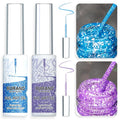 BURANO Gel Nail Polish Liner Nail Art Polish, Silver Gold Painted Gel Nail Design Polish 2 Bottle 8ml, Build in Thin Nail Brush Curing Required LX14 LX16