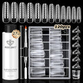 modelones Slip Solution for Poly Gel, 2.8oz Anti-Stick Liquid for Poly Gel with 120Pcs Flat Dual Nail Forms Nail Tips Clips Kit