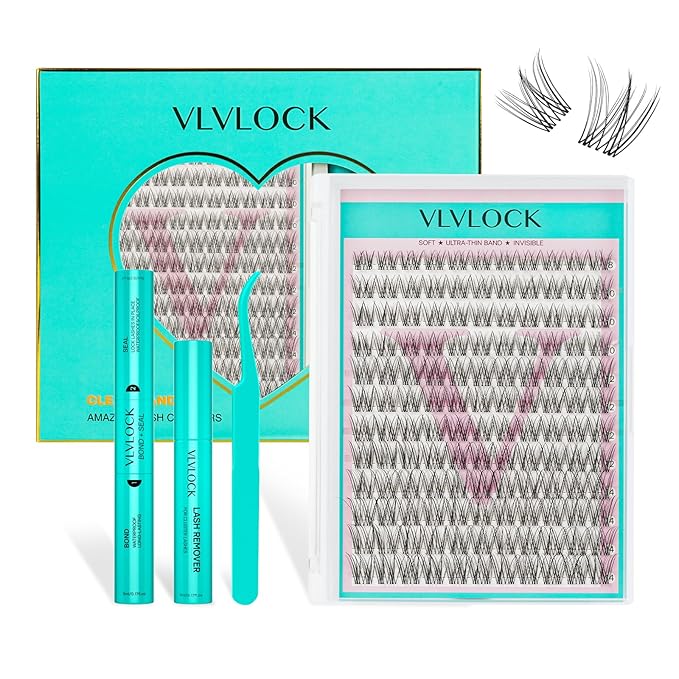 IVY Lash Clusters Kit Lash Extensions Kit Natural Lash Clusters Eyelash Clusters Wispy Individual Lashes Short 8-14mm D Curl Wispy Eyelashes Clusters(IVY Short Kit)