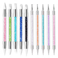 MelodySusie 10Pcs Nail Art Sculpture Pen and Acrylic Nail Dotting Pen Acrylic Dual Tipped Brushes for Resin Nail Art Tools for Design Nail Foil Carving Drawing Effect Shaping Drawing Nail Tools