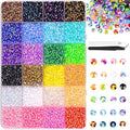 32000Pcs Resin Rhinestones for Crafting with Tweezers, Mixed-Color 3mm Non Hotfix Flatback Gems, Bedazzling Crystal for DIY Crafts Clothing Tumblers Mugs Shoes Fabric Decor Nail Art Makeup