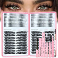 Lash Clusters Kit with Spikes, 100D+100D Left Right Eyelash Clusters Extensions Individual D Curl Fluffy Wispy False Eyelashes DlY Manga Lashes Extension Kit (12-22mm, Left Right Lash Clusters Kit)