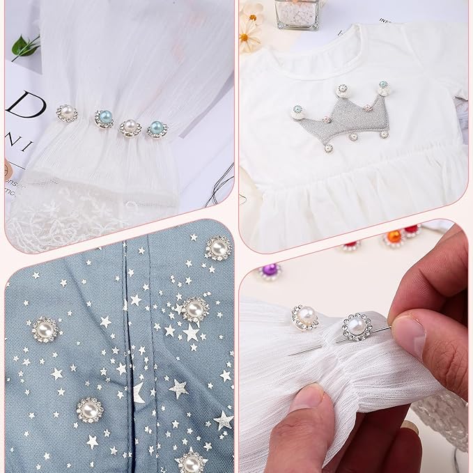200 Pcs 12MM Sew on Rhinestones Mixed Colors Crystal Glass Metal Base Flower Shape，Flatback Pearls for Crafting，Sewing Accessories for Clothes and Shoes with Glue