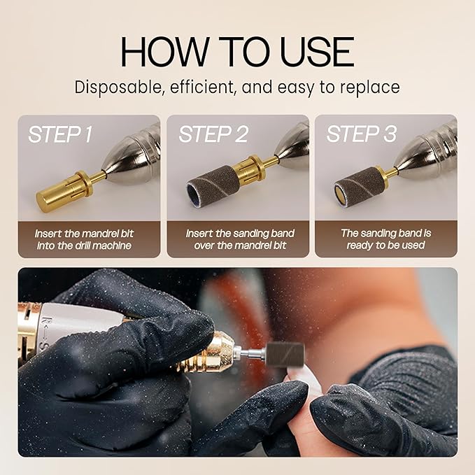 100 Pcs Large Nail Drill Bits Sanding Bands for Nail Drill – Nail File for Acrylic Nail Gel Manicures Pedicure PANA Nail Drill Bits (Sanding Bands Variation 01) (150 Grit, Large Brown)