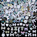 100 Pieces 3D Resin Butterfly Bear Nail Charms Rose Flower Peach Skirt Bow Deer Snake Rabbit Animal Shaped Nail Art Rhinestones Pearls for DIY Nail Art Decoration Making Craft (White)
