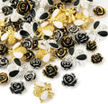 60Pcs Y2K Nail Charms Antique 3D Alloy Rose Bee Nail Cabochons Nails Art Charms Flower Nails Stickers Enamel Bee Charm for Women DIY Manicures Crafts Jewelry Making