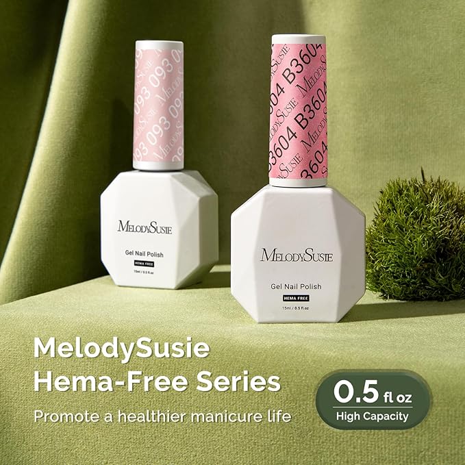 MelodySusie Hema Free Gel Nail Polish, 0.5 Fl Oz Thick Light Mauve Pink Gel Polish, Non-Toxic, Long Lasting, Soak Off UV Nail Polish, Manicure Nail Design Salon DIY Nail Art at Home B3604