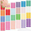 JERCLITY 336 Pieces 24 Sheets Vibrant Solid Color Nail Polish Strips Colorful Nail Wraps for Short Nails with Nail File Self-Adhesive Gel Nail Strips Stick On Nail Stickers Full Nail Wraps for Women