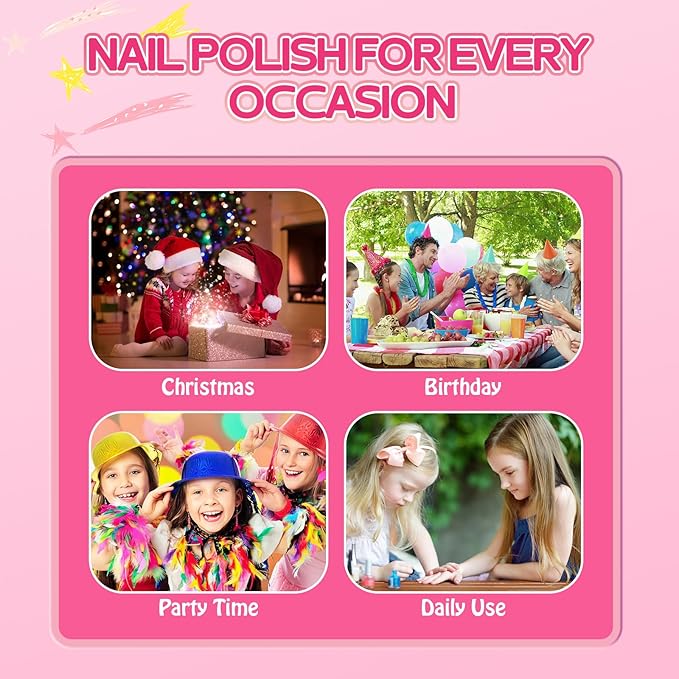 TOMICCA Kids Nail Polish - 10 Color Quick Dry Peel Off Water Based Rainbow Nail Polish, Safe Non Toxic for Toddler to Teen