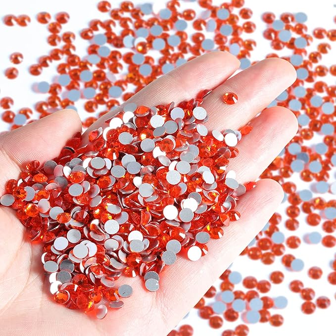 Beadsland Flatback Rhinestones Bulk,14400pcs Orange Rhinestones for Nails Crafts Clothes DIY Decoration, Hyacinth/Orange, SS10, 2.7-2.9mm
