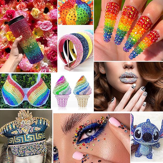 15000PCs 2-6MM Purple Series Resin Flat Back Rhinestones, Round Non Hotfix Jelly & Silver Bottom Resin Rhinestones Nail Gems Stones with Tweezer & Picker Pen for Nail Art Tumblers & DIY Crafts