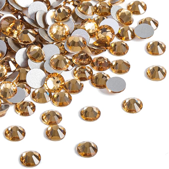 Beadsland 1440Pcs Flat Back Crystal Rhinestones Round Gems for Nail Art and Craft Glue Fix, Lt Colorado Topaz,SS20,4.6-4.8mm